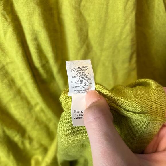 J. Jill 100% Merino Wool Washable Crew Neck Green Sweater Size Large - Picture 6 of 7